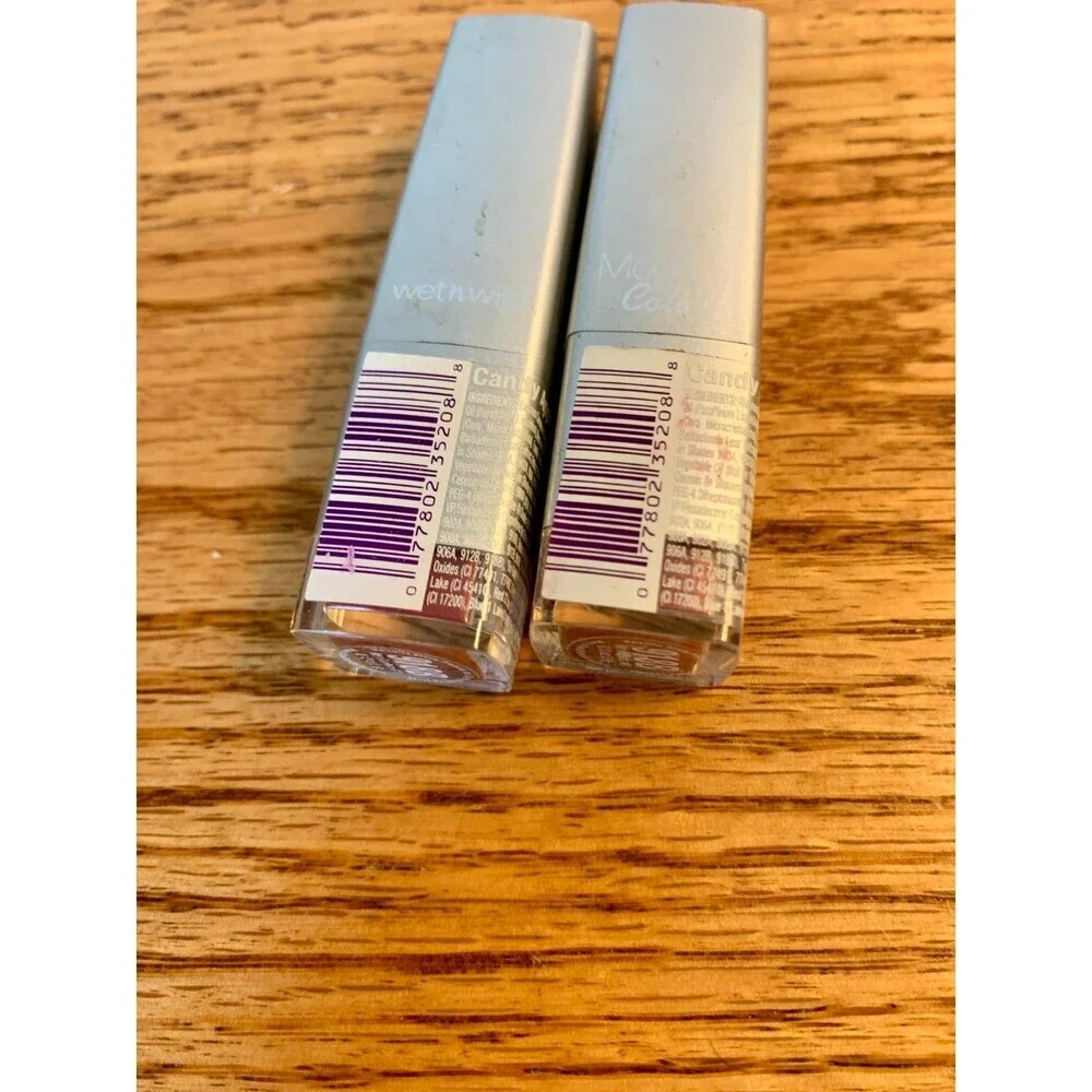 (2) Wet n Wild Mega Colors Lipstick #918B Candy Apple Set Red Rare Silver